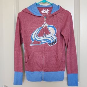 Colorado Avalanche Zip-Up Sweatshirt Distressed